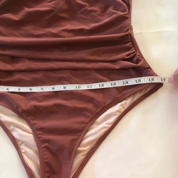 CUPSHE Women's Square Neck Tummy Control Rushed Strappy One Piece Swimwear Sz M - Picture 10 of 12